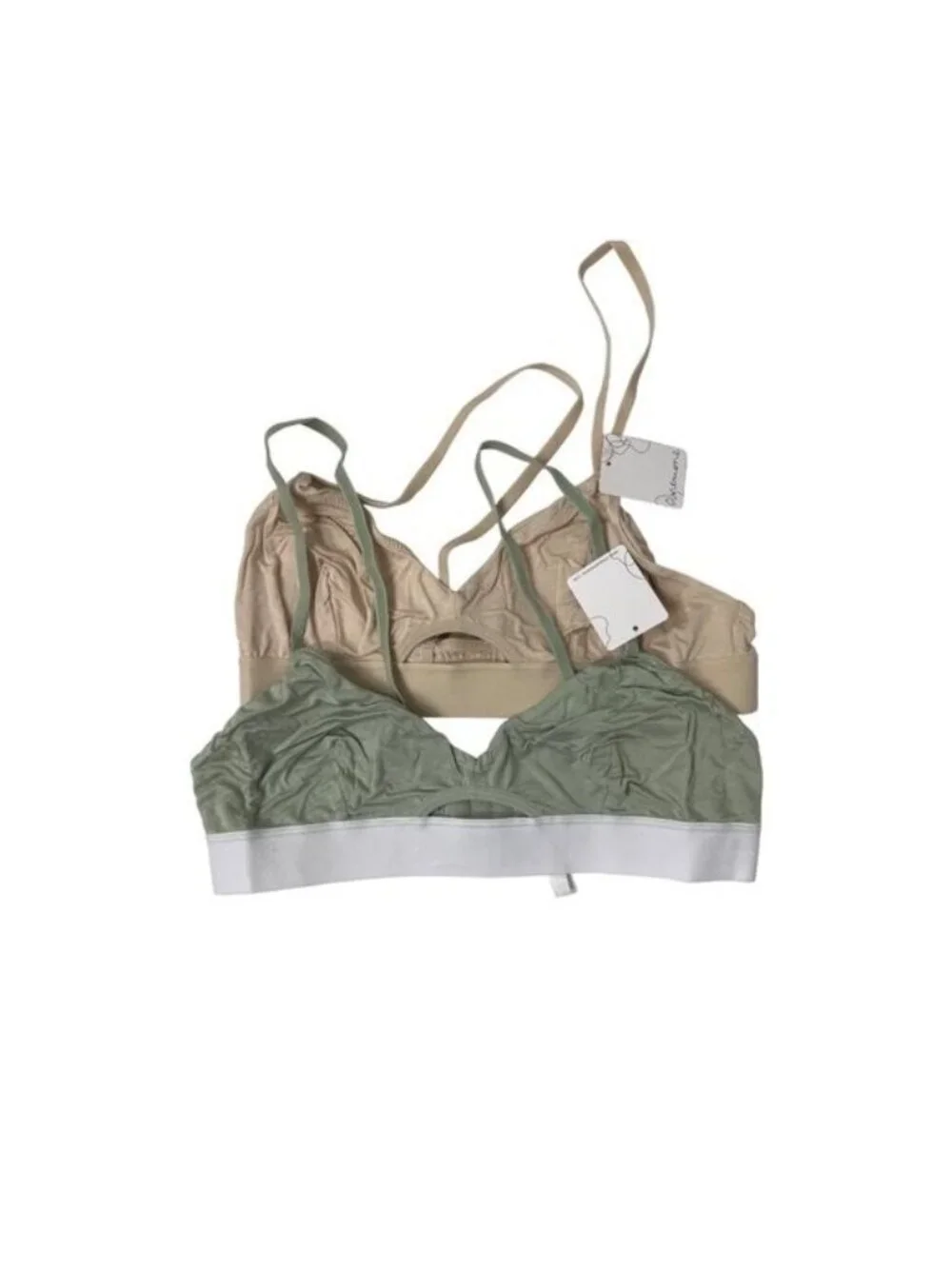 Anemone Jersey Bralette Bundle - Beige & Light Sage